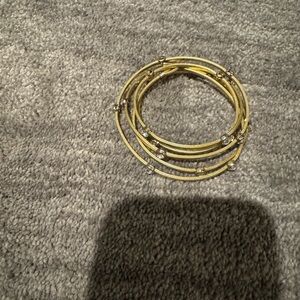 Elegant Gold Bangle Set with Crystal Accents